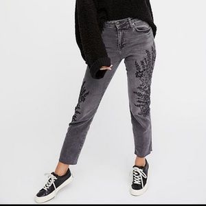 Free People “We the Free” Embroidered grey jeans